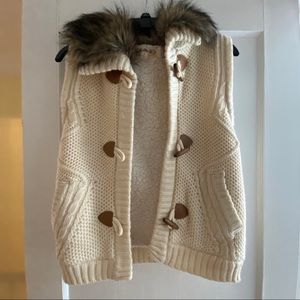 Lined Sweater Faux Fur Vest